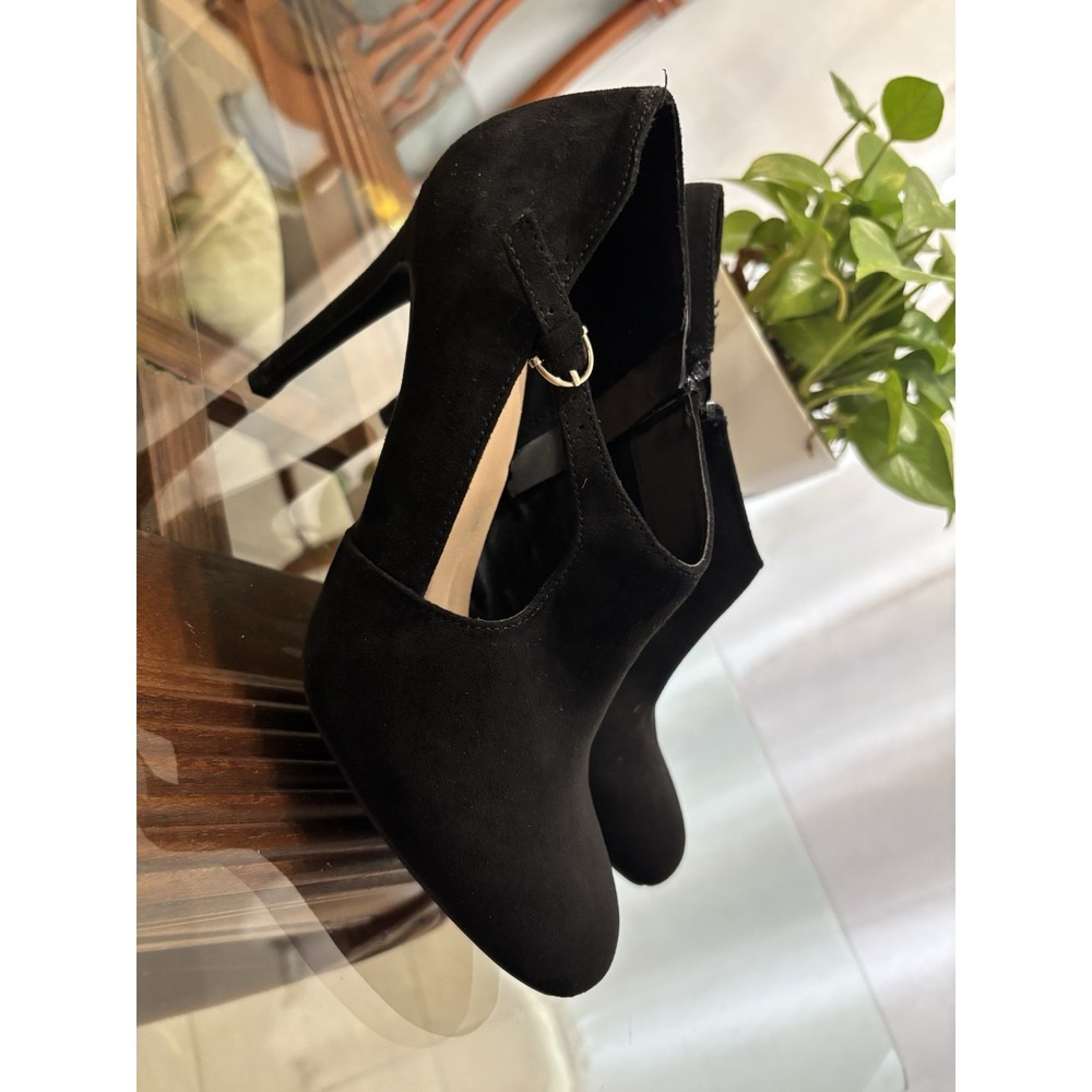 Kelly & Katie Black Suede Mary Jane Stiletto Heels Round Toe Buckle Strap US 8 - Picture 2 of 10
